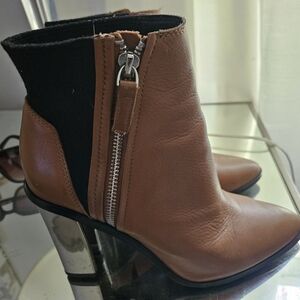Aldo Tan and Black Ankle Boots with Silver Accents